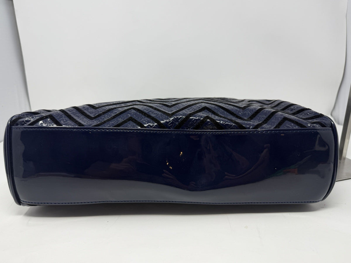 Versace Jeans navy patent chevron embossed tote bag – photo 8 of 9