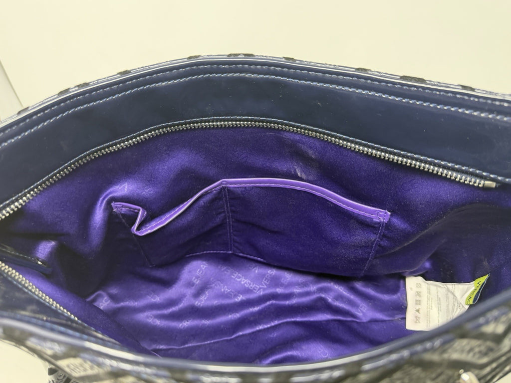 Versace Jeans navy patent chevron embossed tote bag – photo 9 of 9