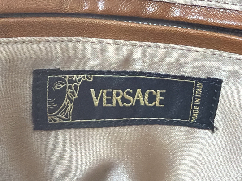 Versace Y2K white and tan leather shoulder bag with Medusa zip charm – photo 7 of 24