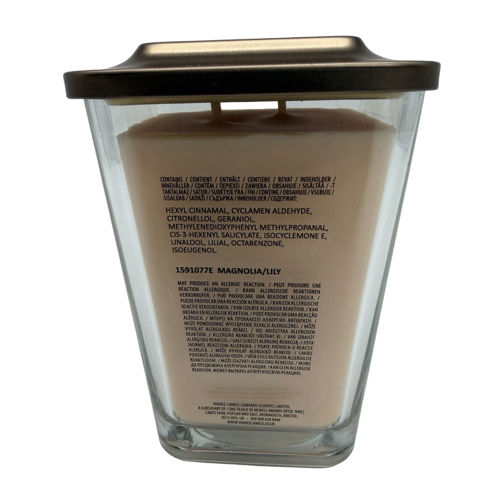 Yankee Candle Elevation Magnolia & Lily 552g – back with ingredients label